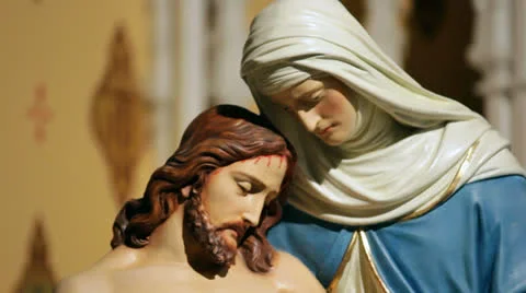 Jesus and Mary Statue Stock Footage