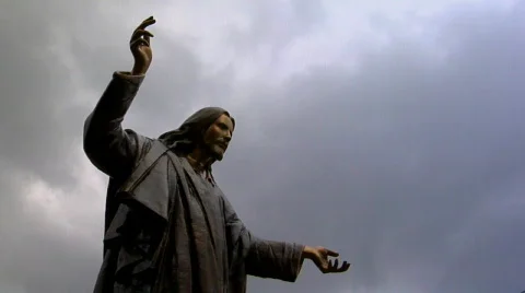 Jesus in the background of rainy clouds 스톡 동영상 365826