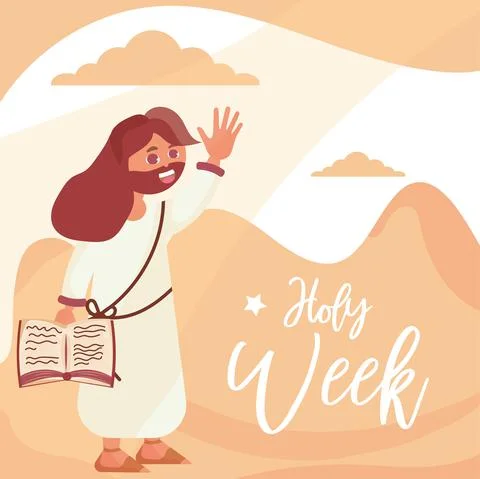 Jesus with a bible Holy week Vector Stock Illustration