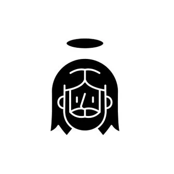 Jesus black icon, vector sign on isolated background. Jesus concept symbol 스톡 일러스트