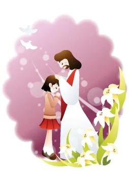 Jesus Blessing A Child Stock Illustration