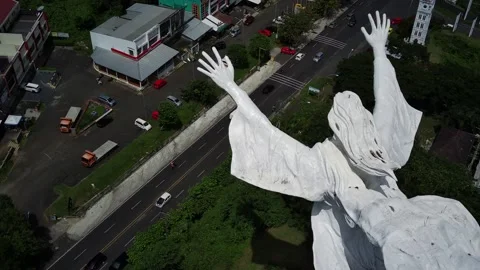 Jesus Blessing Statue in Manado Video stock 222007993