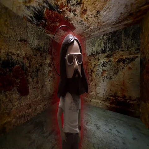 Jesus Bobblehead Anti Clockwise Panic Stock Footage 69329989