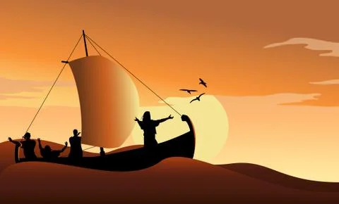 Jesus Calms the Sea Stock Illustration