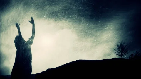 Jesus Calms a Storm and Lightning Stock Footage 143194093