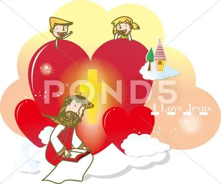 Jesus Christ and the Children Stock Illustration