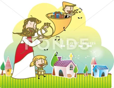 Jesus Christ and the Children Stock Illustration