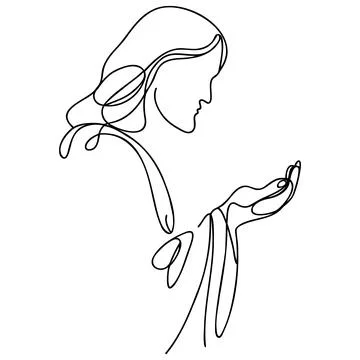 Jesus Christ Continuous one line drawing. Vector illustration Stock Illustration