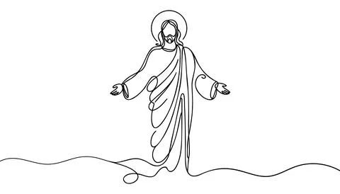 Jesus Christ Continuous one line drawing. Vector illustration Stock Illustration
