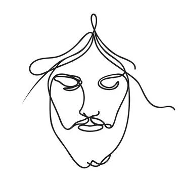 Jesus Christ Continuous one line drawing. Vector illustration Stock Illustration
