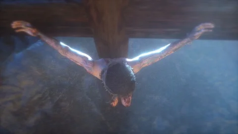 Jesus Christ on the cross, 3d render Stock Footage