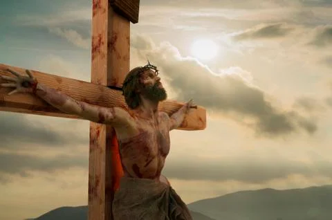 Jesus Christ on the cross 3D render Stock-Illustration
