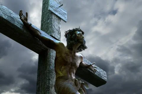 Jesus Christ on the cross, 3d render Stock-Illustration