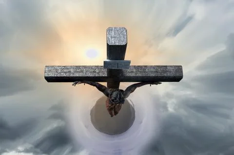Jesus Christ on the cross, 3d render Stock-Illustration