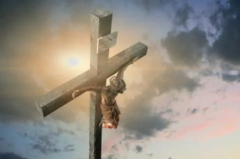 Jesus Christ on the cross, 3d render Stock-Illustration