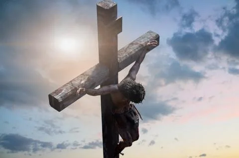 Jesus Christ on the cross, 3d render Stock Photos