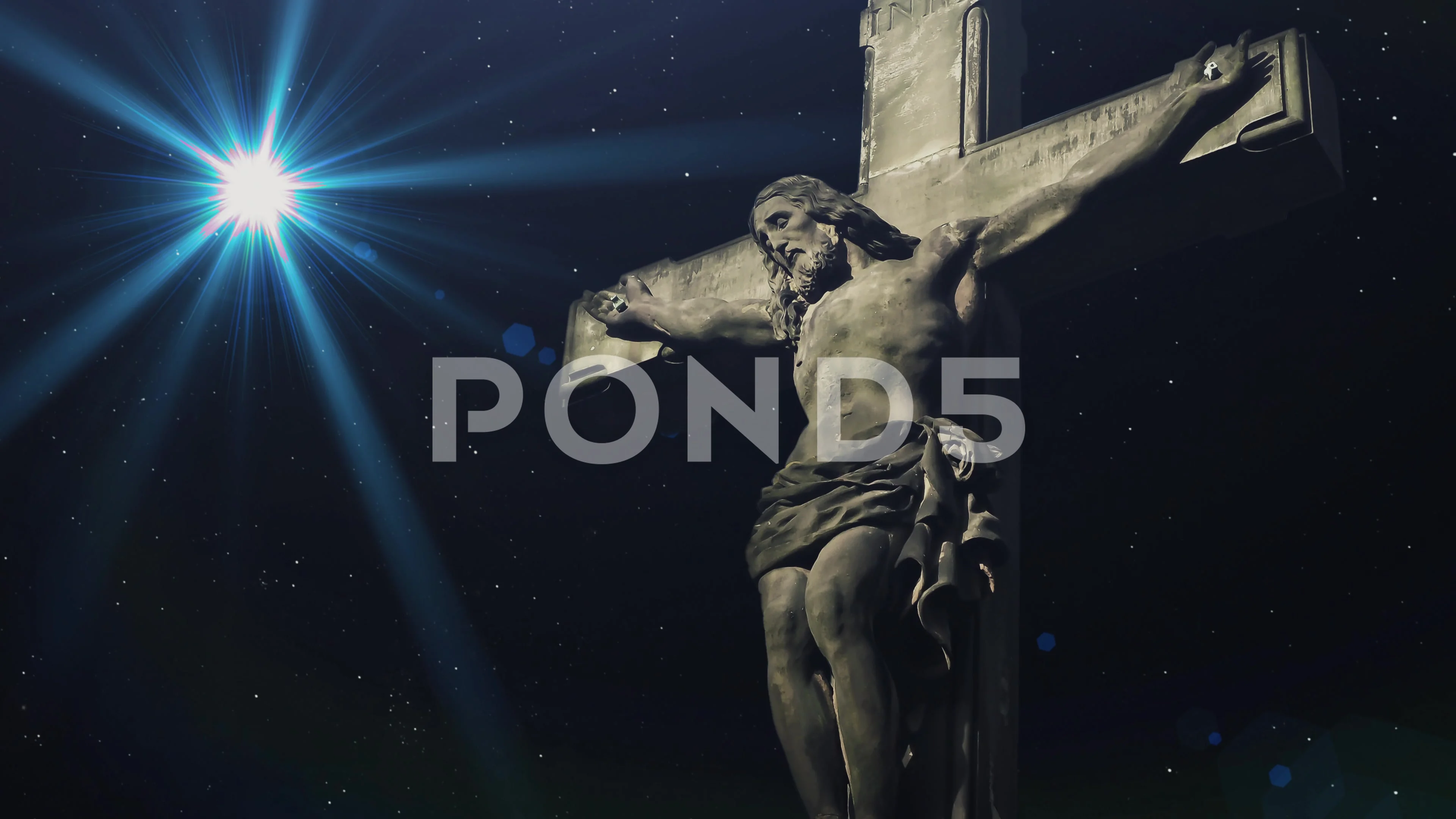 jesus christ on the cross on a bright li... | Stock Video | Pond5
