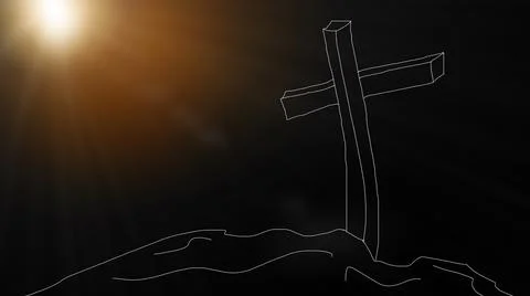 Jesus Christ cross. Easter, resurrection concept. Christian wooden cross on a Stock Illustration