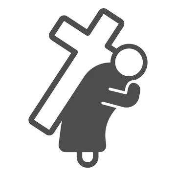 Jesus Christ with cross solid icon, Happy Easter concept, Easter holiday Savior Stock Illustration