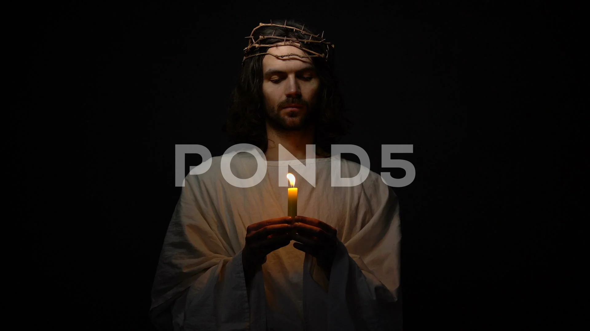 jesus christ crown thorns holding footage 104810250 prevstill