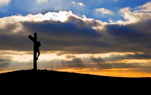 Jesus christ crucifixion on good friday silhouette Stock Photos