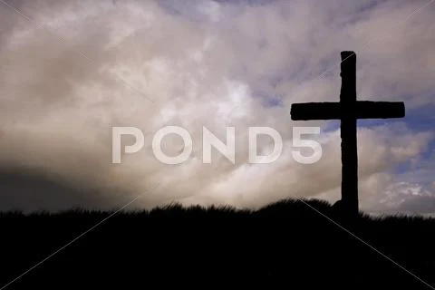 Jesus christ crucifixion on good friday silhouette Stock Photos
