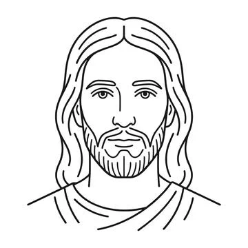 Jesus Christ portrait with calm expression for educational cards Stock Illustration