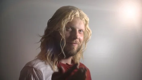 Jesus Christ portrait on a light background Stock Footage 107925053