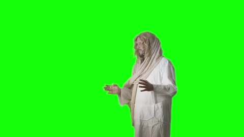 Jesus Christ preaching on green backgrou... | Stock Video | Pond5