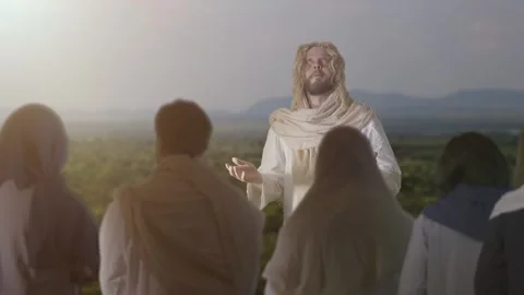 Jesus Christ preaching to his samples Stockbeeldmateriaal 248834644