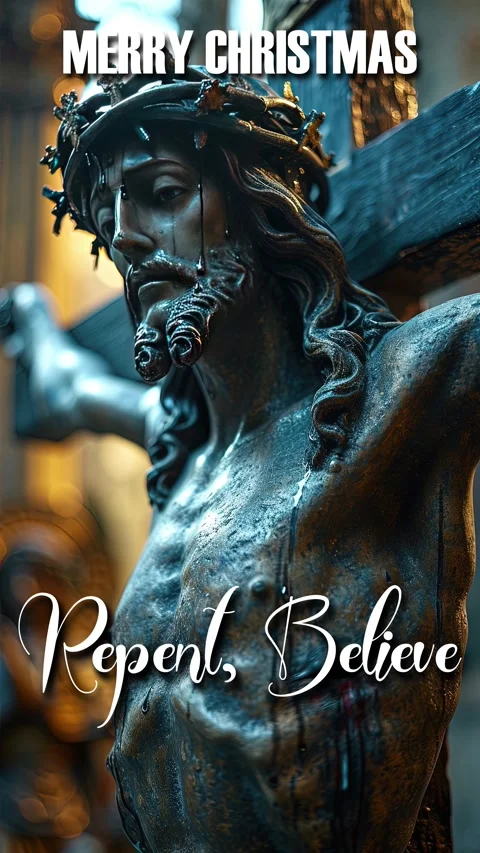 Jesus Christ Quote In Typography Text Animation Repent, Believe Stock Footage 293565948