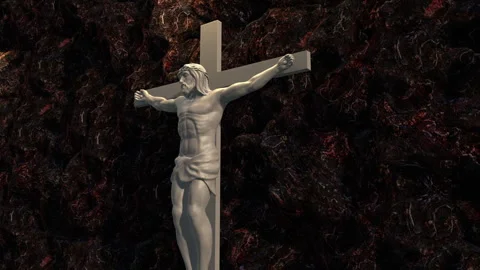 Jesus Christ Statue Cave Wall Background Stock Footage 243732283