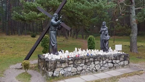 Jesus Christ statue in forest Stock-Footage 120423957