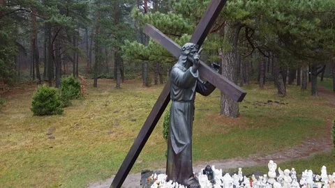 Jesus Christ statue in forest Stock-Footage 120424092