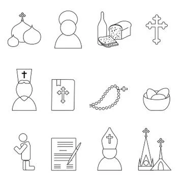Jesus Christ,Vector icons set Stock Illustration