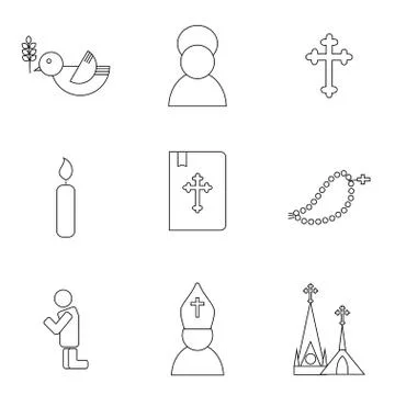 Jesus Christ,Vector icons set Stock Illustration