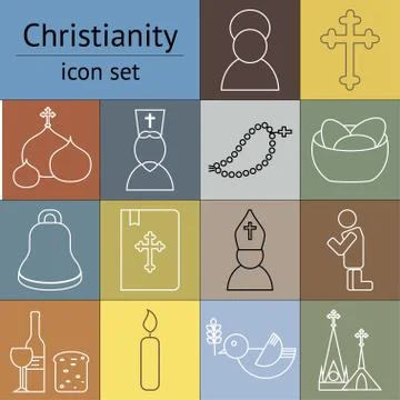 Jesus Christ,Vector icons set Stock Illustration