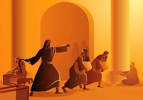 Jesus Cleanses The Temple Stock Illustration