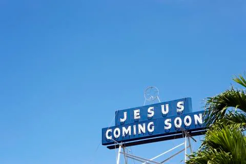 Jesus Coming Soon Sign, Hawaii, USA Stock Photos