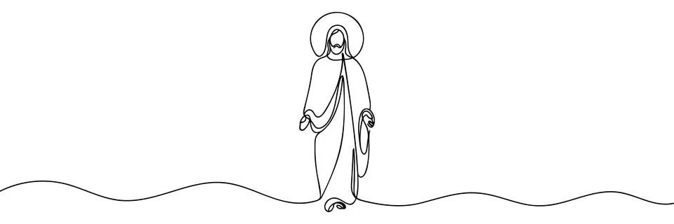 Jesus continuous line drawing. Vector illustration Stock Illustration