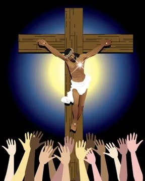Jesus Cross Crowd Stock Illustration