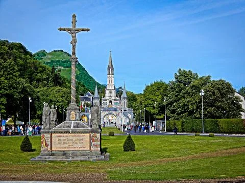 Jesus on a Cross in front of the Basilica Stock Photos