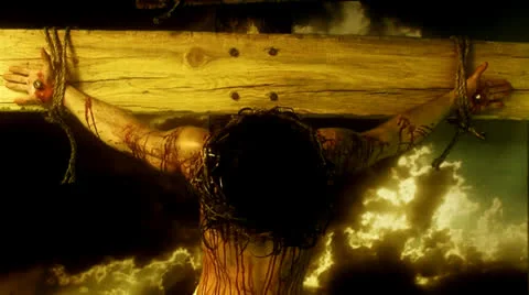 Jesus on the cross head bowed Stock Footage 26395453
