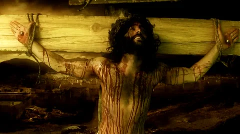 Jesus on the cross pan up Stock Footage 26395552