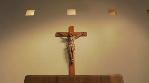 Jesus on the Cross - Push in from low angle Stock Footage 66366677