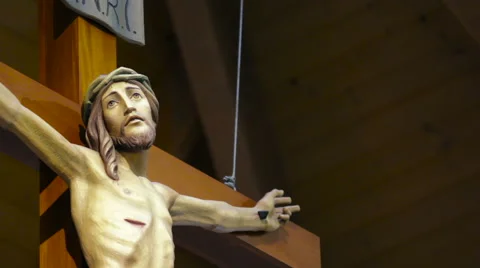 Jesus on the Cross Statue CU Video stock 53584255