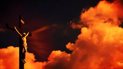 Jesus cross at sunset, time lapse Stock Footage 1090343