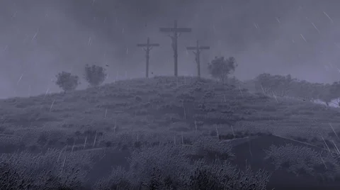 Jesus on cross, tilt, timelapse clouds and stormy weather Vidéo 57609889