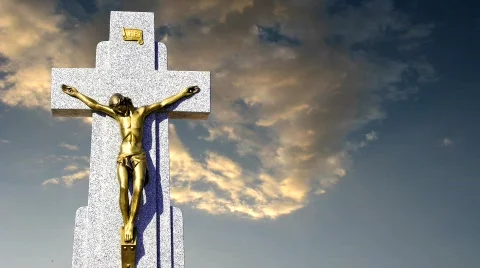 Jesus cross with timelapse clouds Stock Footage 873943
