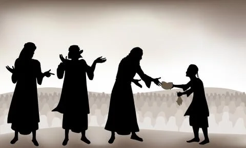 Jesus Feeds 5000 Stock Illustration